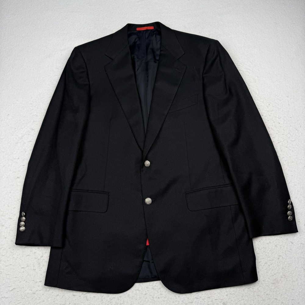 Isaia Blazer Mens 52 IT Black Wool Two Button Classic Sport Coat Jacket Italy